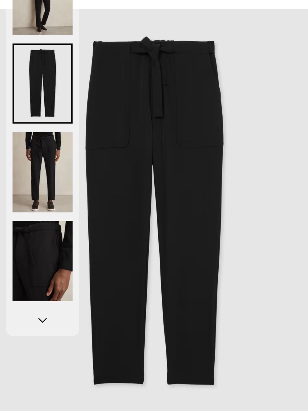 NWT Reiss Set-Relaxed Belted Technical Trousers - Black - Size 34